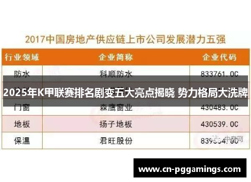 2025年K甲联赛排名剧变五大亮点揭晓 势力格局大洗牌